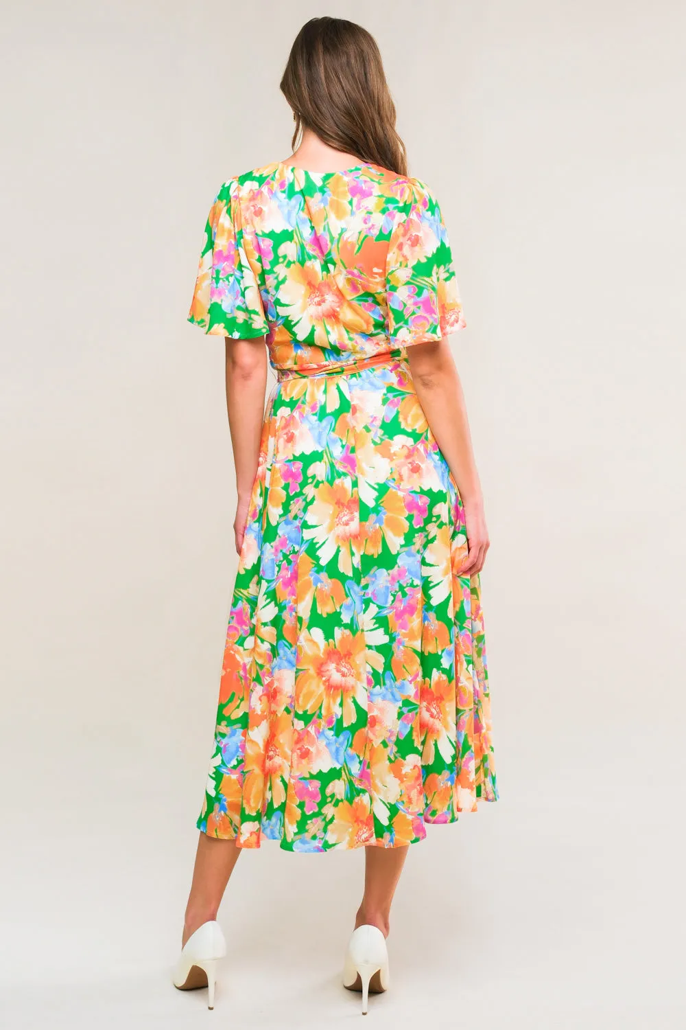 EFFERVESCENT LOVE TRUE WRAP MIDI DRESS