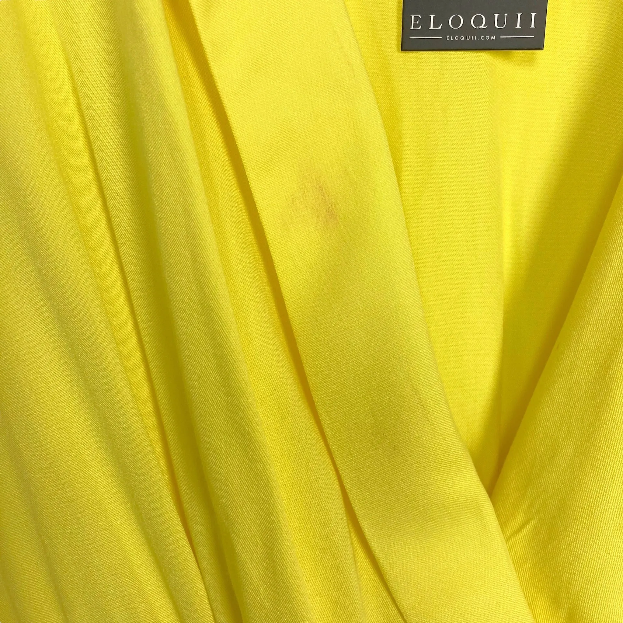 ELOQUII YELLOW FAUX WRAP WITH SHOULDER PADS AND BUTTON DETAIL COLLARED MINI DRESS NWT- SIZE 14 ( ONLINE, SEE NOTES)