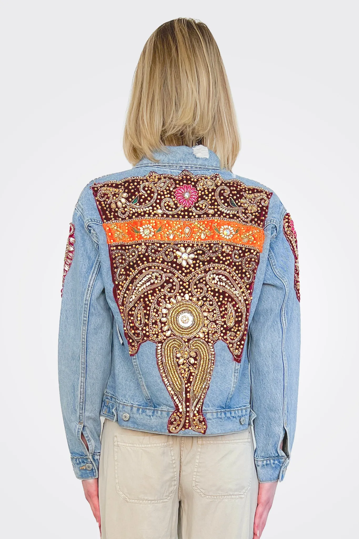 Embellished Denim Jacket - Denim