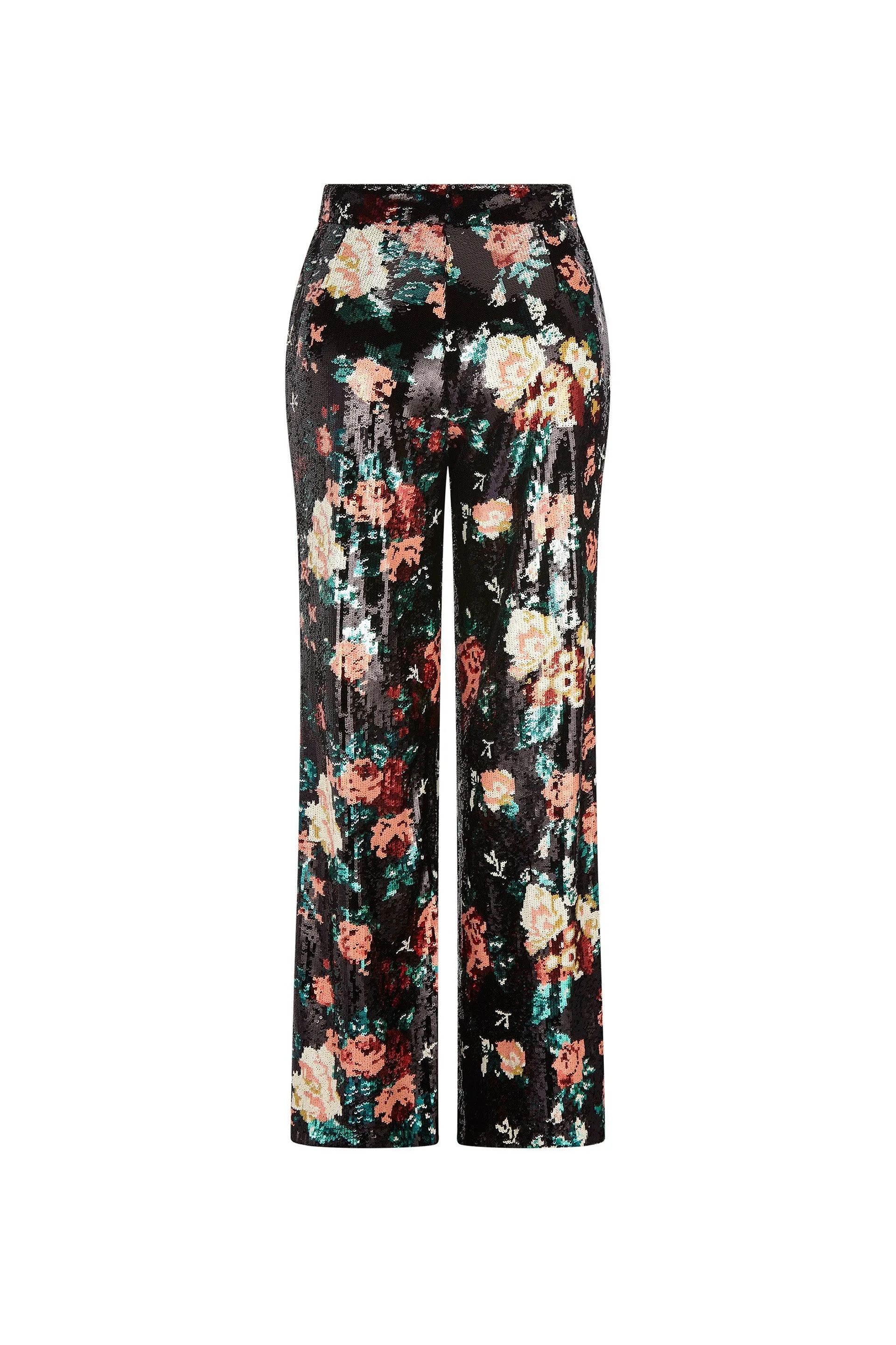 'EMMA BLACK SEQUIN FLORAL' WIDE LEG PANTS