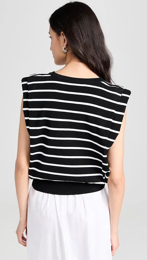 endless rose   Stripe Sleeveless Pleated Knit Top 