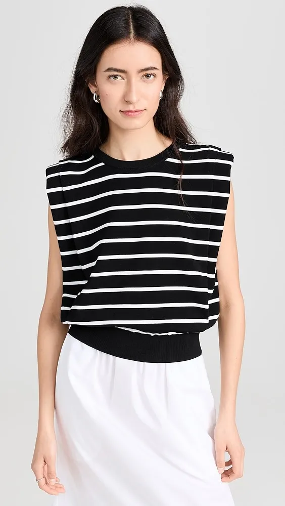 endless rose   Stripe Sleeveless Pleated Knit Top 