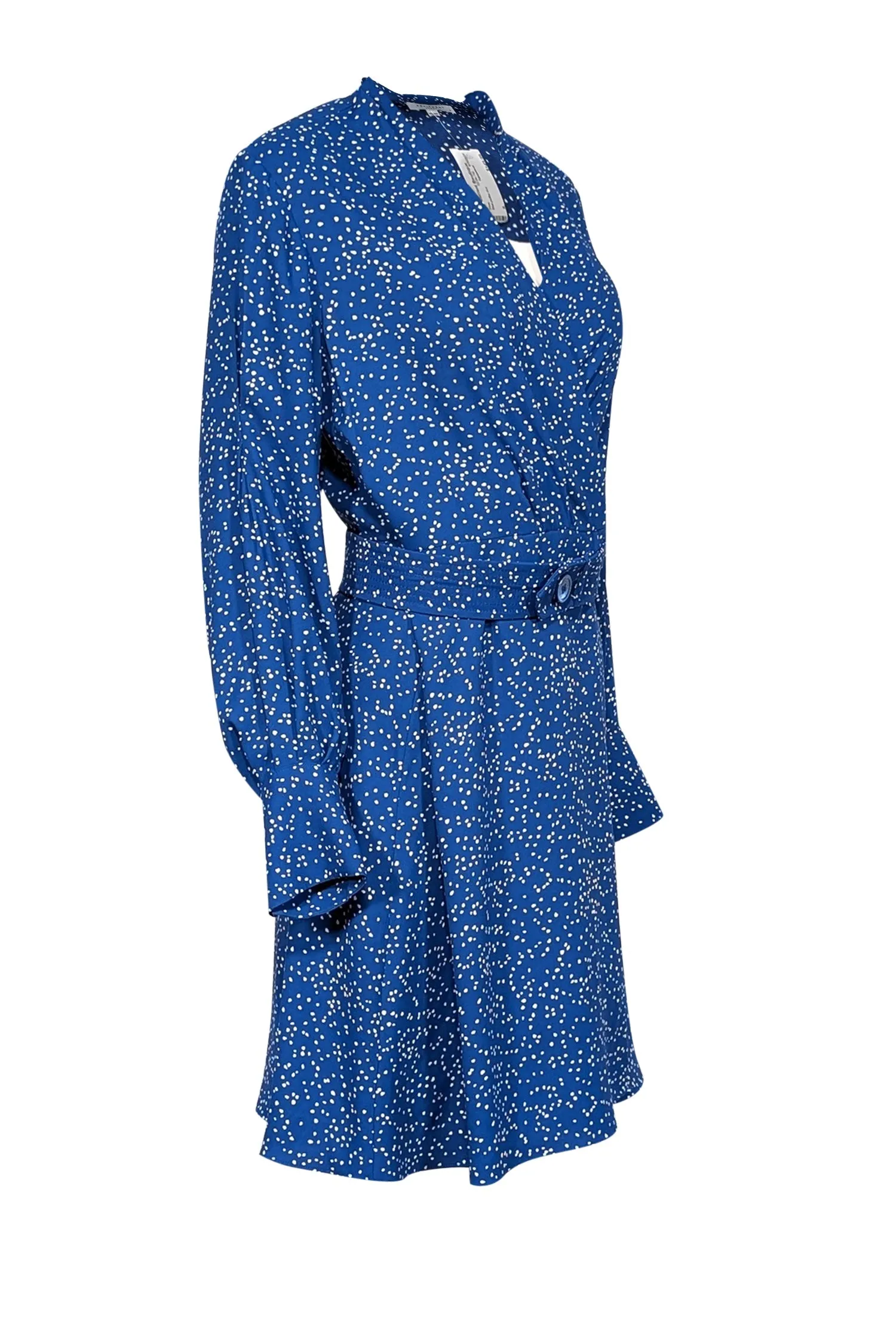 Equipment - Blue & White Speckled Wrap Dress w/ Belt Sz 6