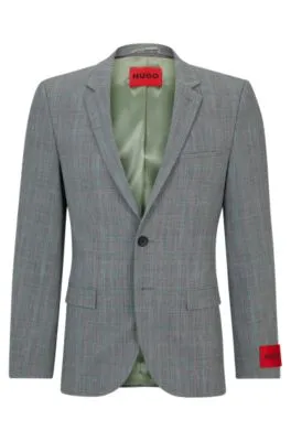 Extra-slim-fit jacket in checked super-flex fabric