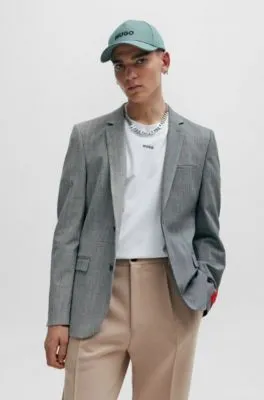 Extra-slim-fit jacket in checked super-flex fabric