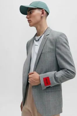 Extra-slim-fit jacket in checked super-flex fabric