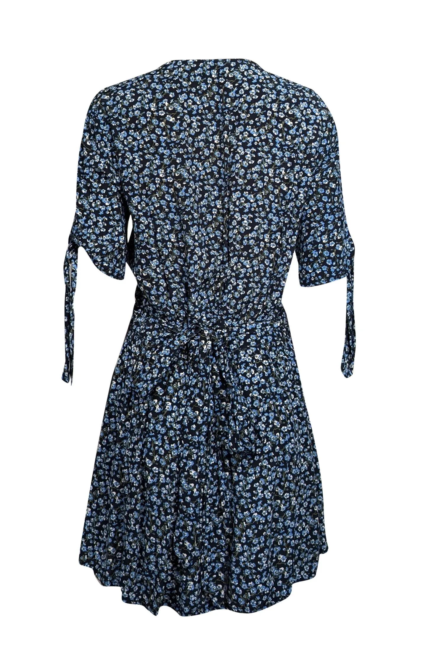 Faithfull the Brand - Black w/ Blue Floral Print Mini Wrap Dress Sz 6