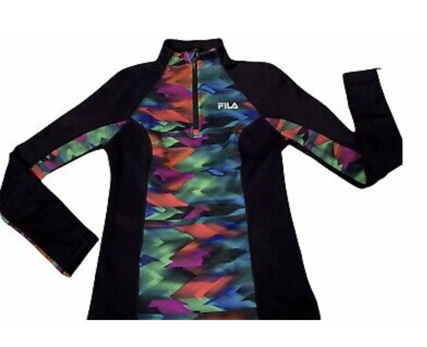 Fila Sport Live In Motion 1/4 Zip Fleece Multicolor Pattern Pullover