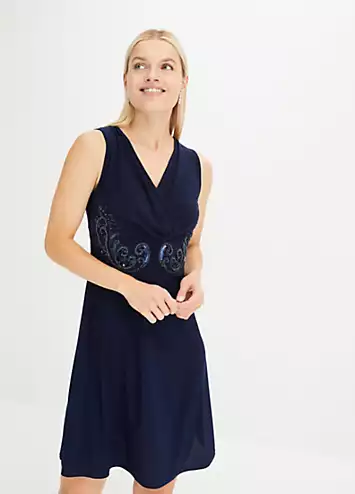 Flared Beaded Wrap Dress by bonprix | Look Again