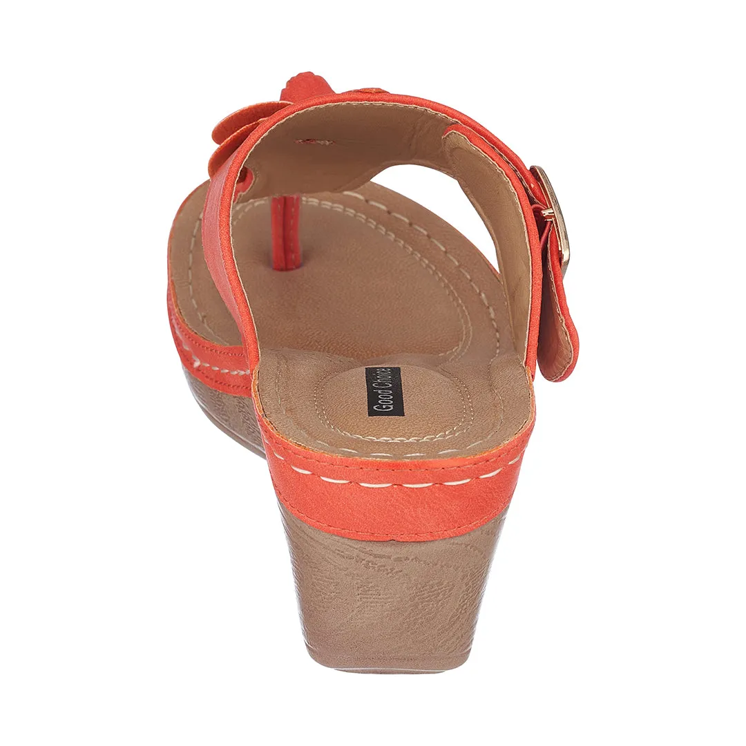 Flora Orange Wedge Sandals