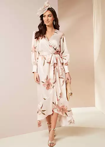 Floral Print Satin Wrap Dress by Kaleidoscope | Look Again