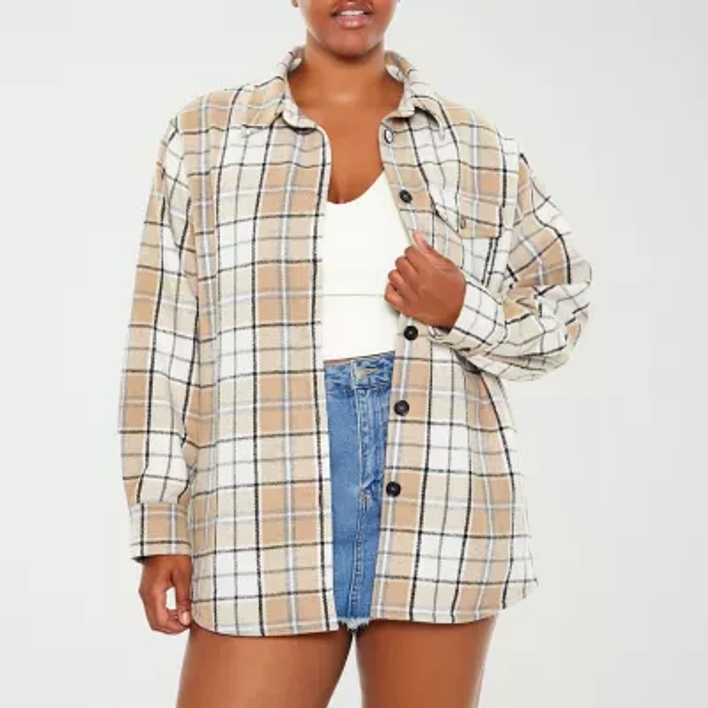 Forever 21 Plaid Lightweight Womens Juniors Plus Shirt Jacket