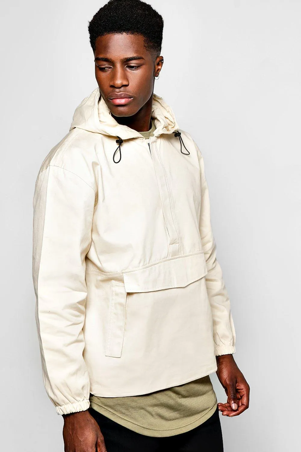 Front Pocket Over The Head Jacket With Back Print