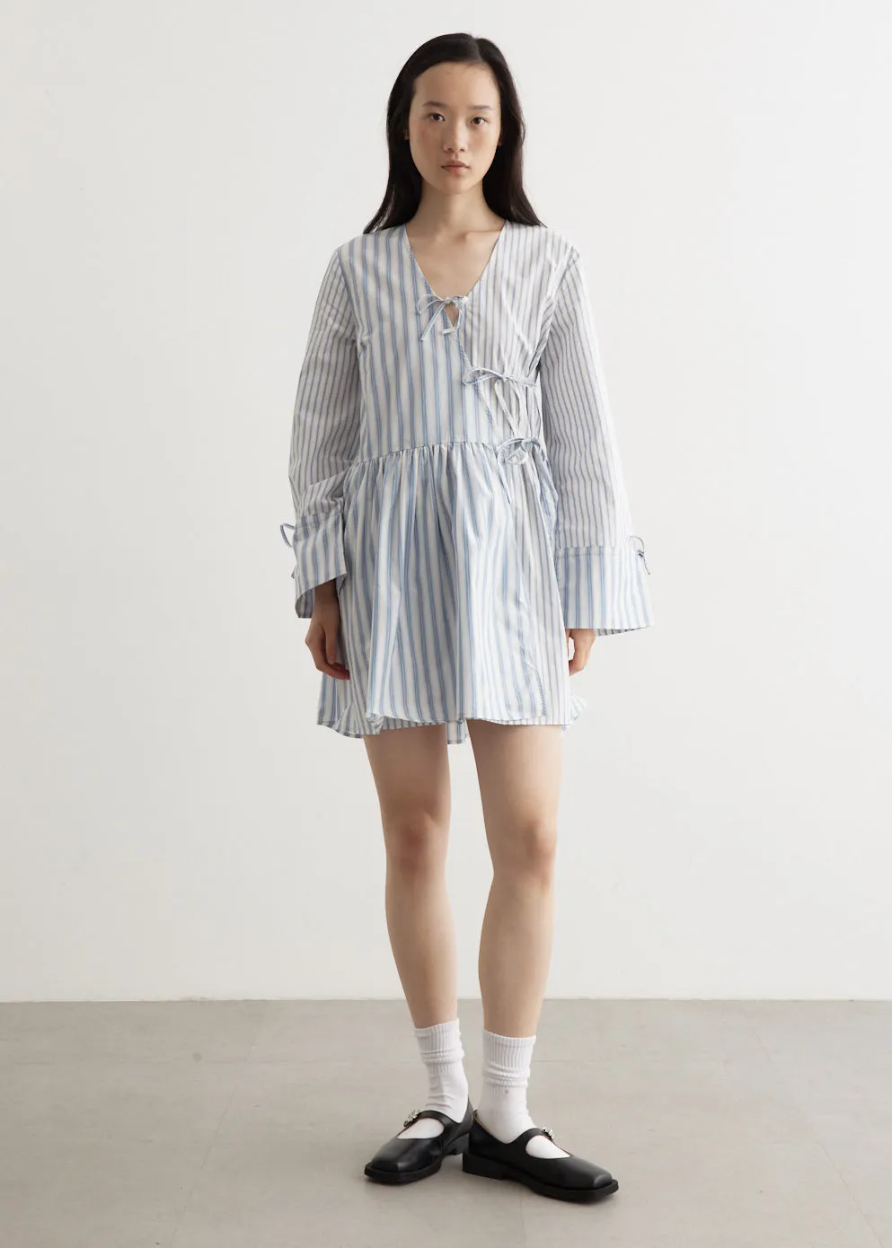 Ganni -  Stripe Mini Wrap Dress - Dress