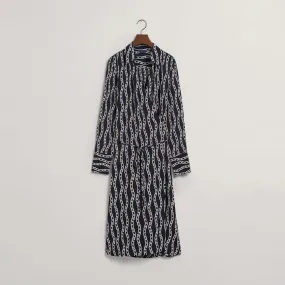 GANT Chain Print Wrap Dress | Navy