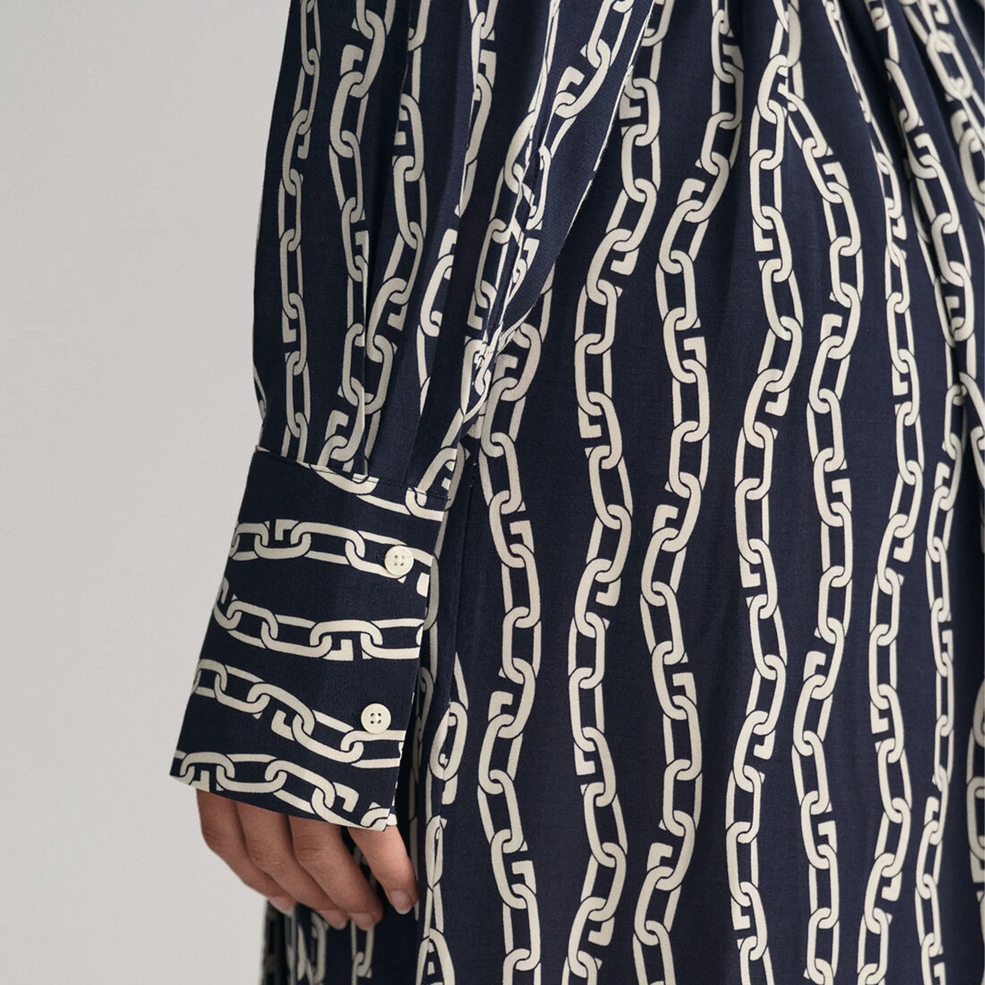 GANT Chain Print Wrap Dress | Navy