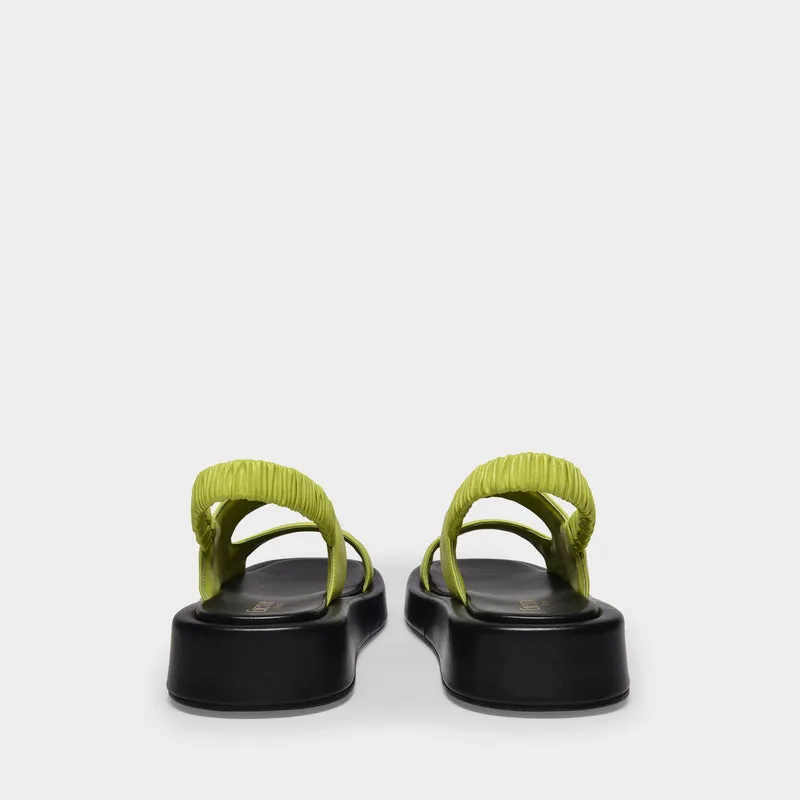 Gemini Puffy Sandals in Green Leather