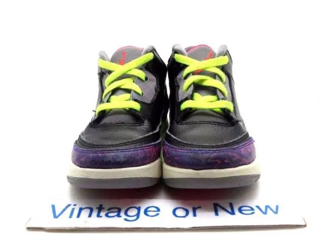 Girls Nike Air Jordan III 3 Black Atomic Red Cement Viol...