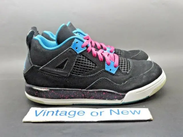 Girls' nike air jordan iv 4 black vivid pink dynamic pink retro ps 2012 sz 2.5y