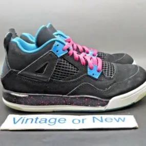 Girls' nike air jordan iv 4 black vivid pink dynamic pink retro ps 2012 sz 2.5y