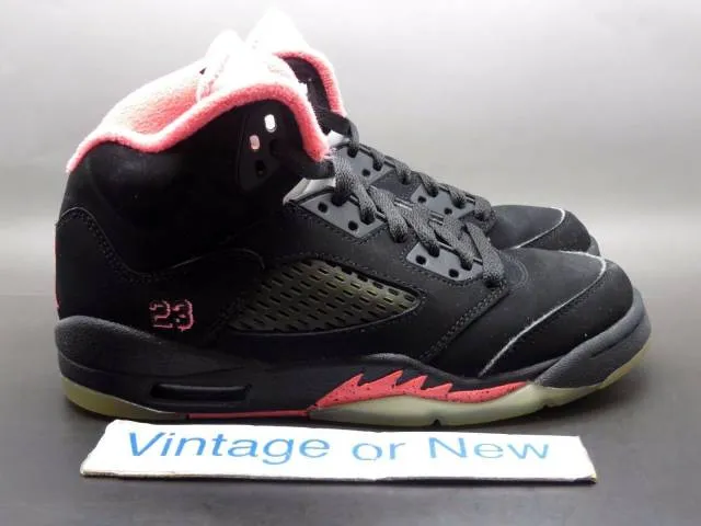 Girls' nike air jordan v 5 black alarming pink retro gs 2011 sz 3.5y