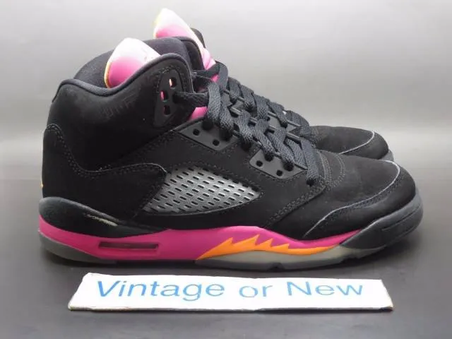 Girls' nike air jordan v 5 black bright cactus citrus pink retro gs 2013 sz 4.5y