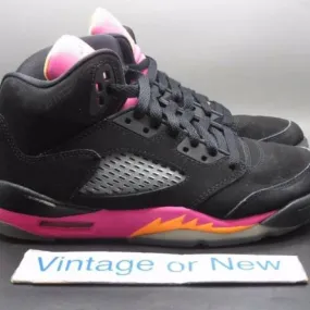 Girls' nike air jordan v 5 black bright cactus citrus pink retro gs 2013 sz 4.5y