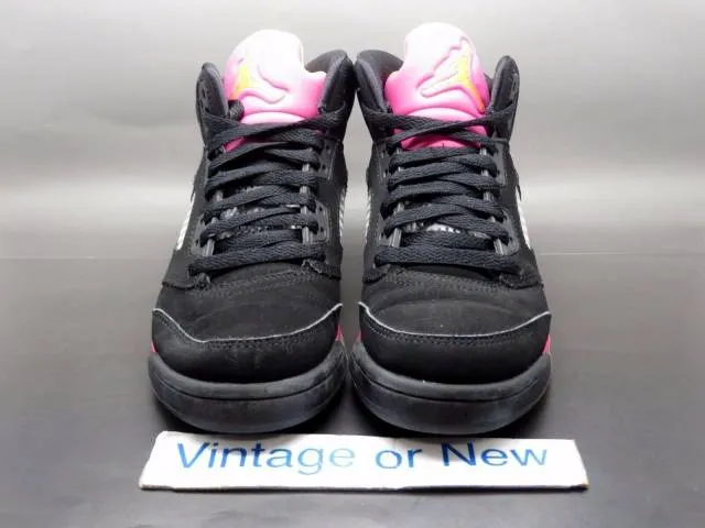 Girls' nike air jordan v 5 black bright cactus citrus pink retro gs 2013 sz 4.5y