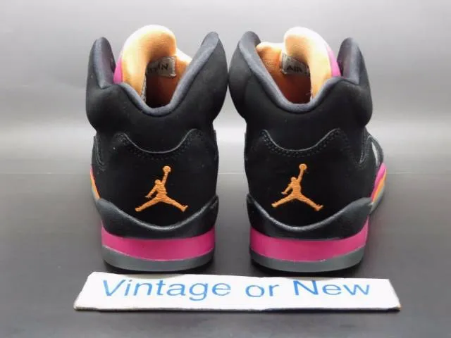 Girls' nike air jordan v 5 black bright cactus citrus pink retro gs 2013 sz 4.5y