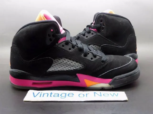 Girls' nike air jordan v 5 black bright cactus citrus pink retro gs 2013 sz 4.5y