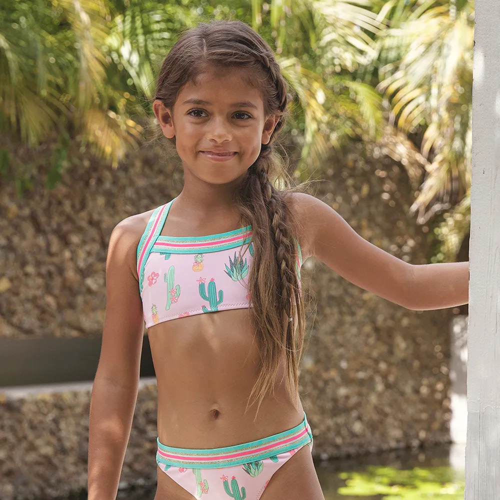 Girls Pink Cactus Bikini