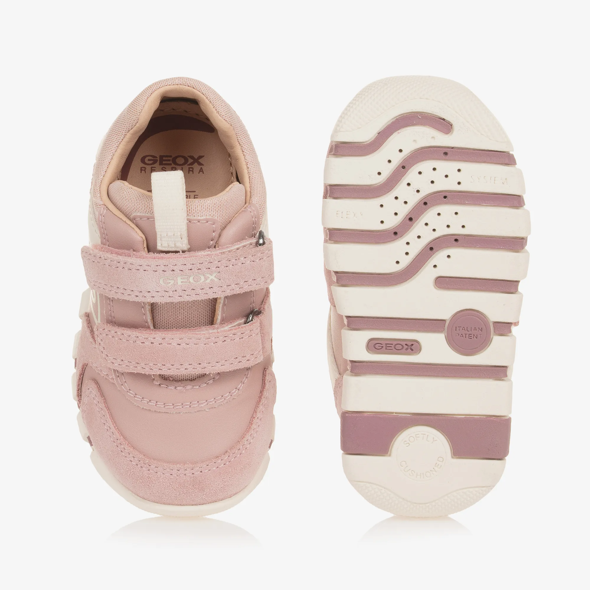 Girls Pink Sparkle Leather Trainers