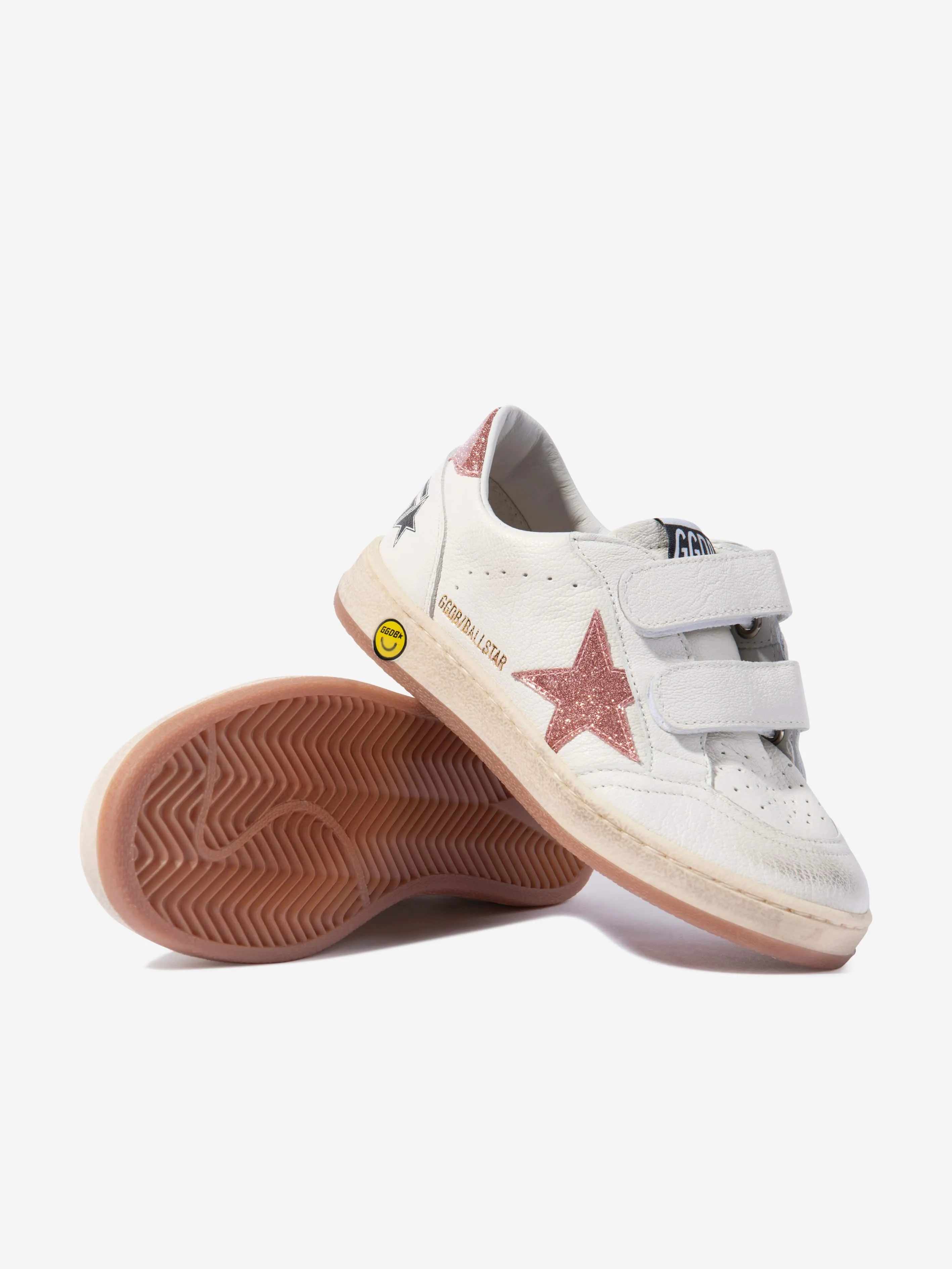 Golden Goose Girls Ball Star Leather Trainers in White