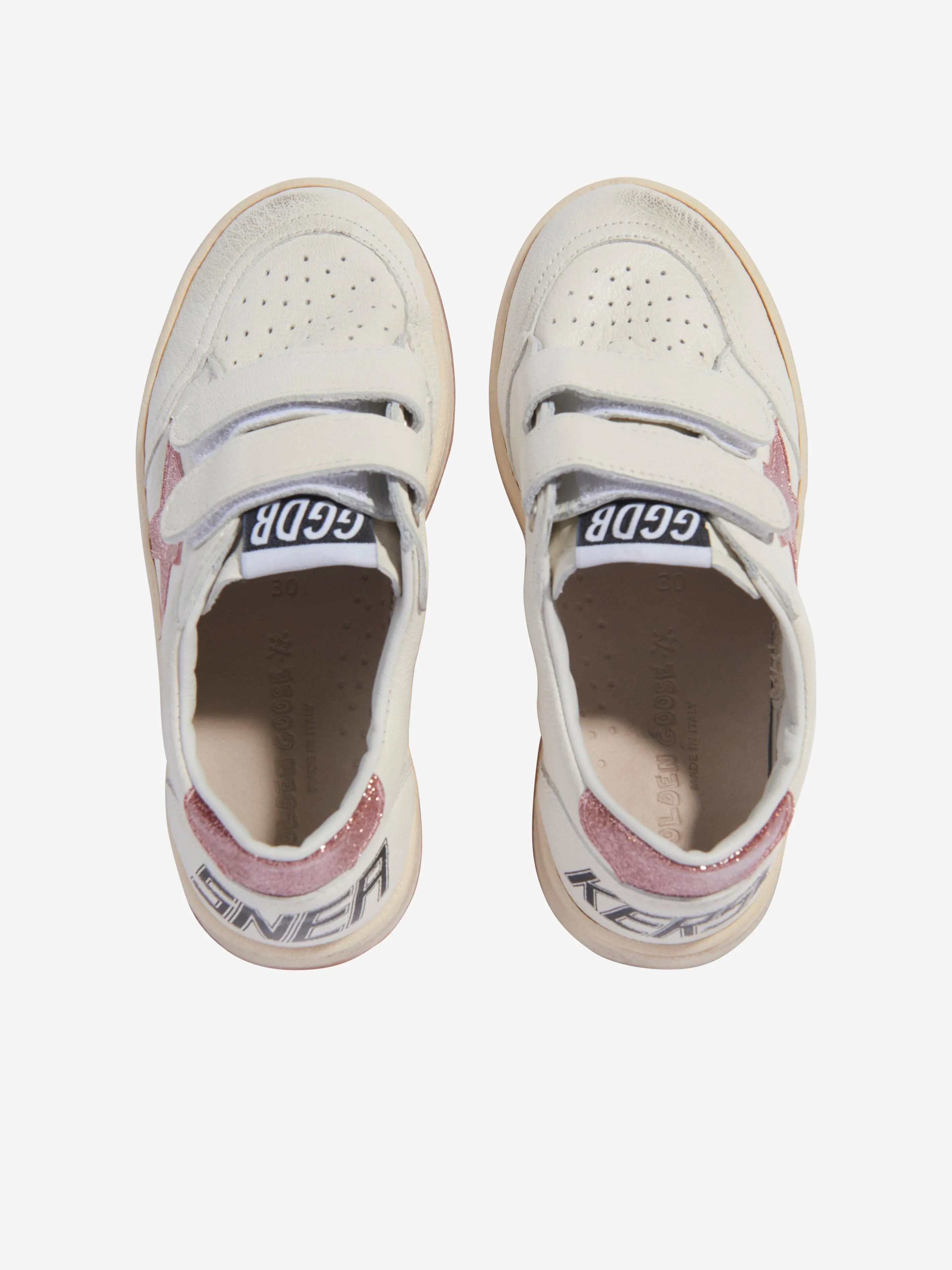 Golden Goose Girls Ball Star Leather Trainers in White