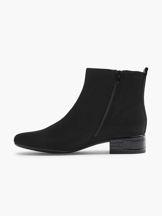 Graceland  Black Heeled Suede Ankle Boot