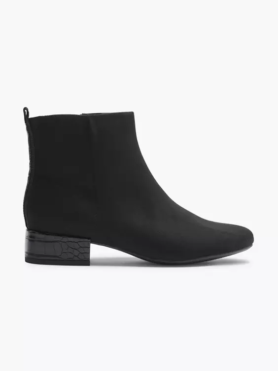 Graceland  Black Heeled Suede Ankle Boot