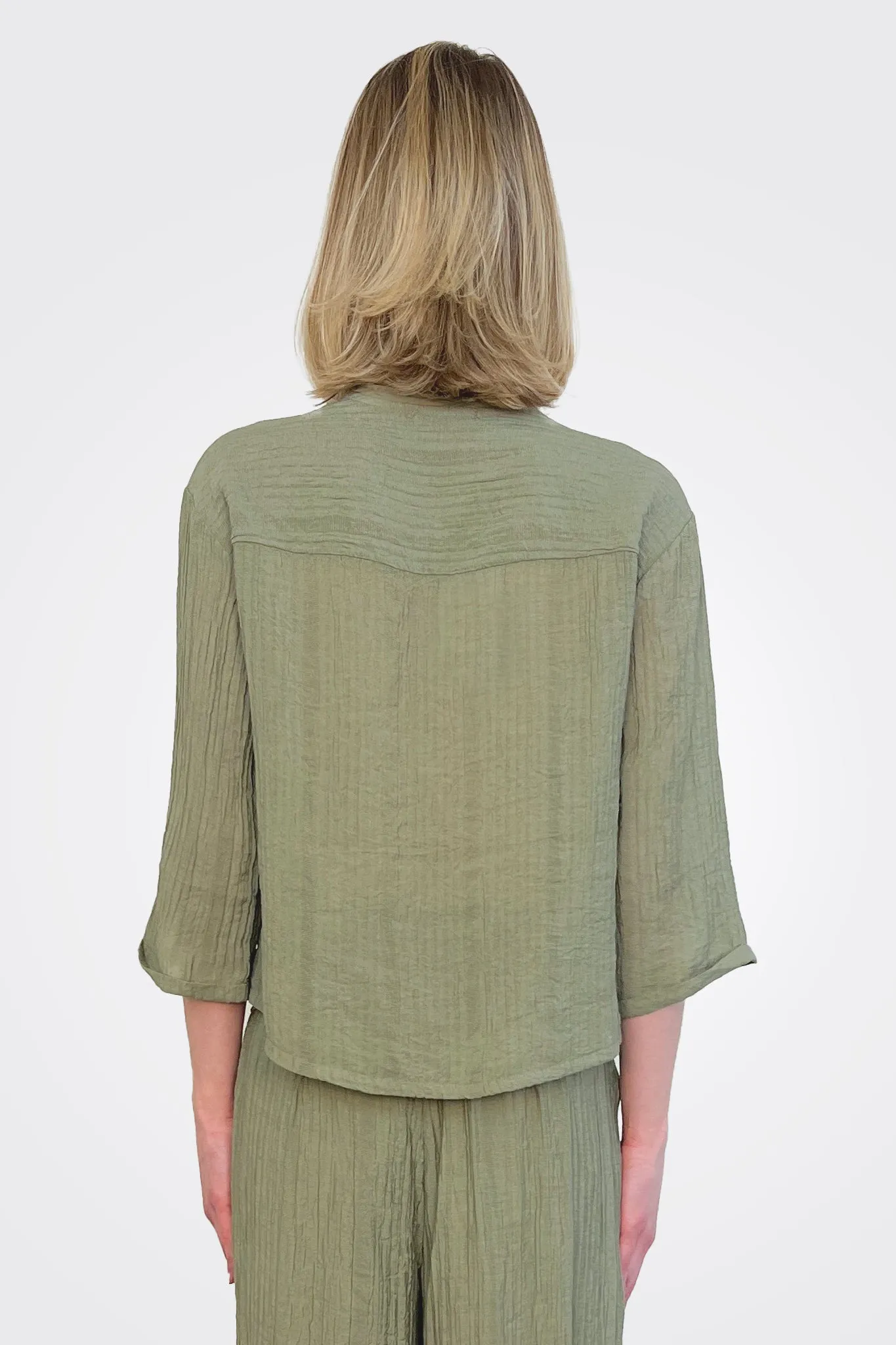 Half Sleeve Texture Jacket - Green Water