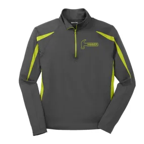 Hammer Coolwick Grey Charge Green Sport-Wick Stretch 1/2-Zip Colorblock Pullover