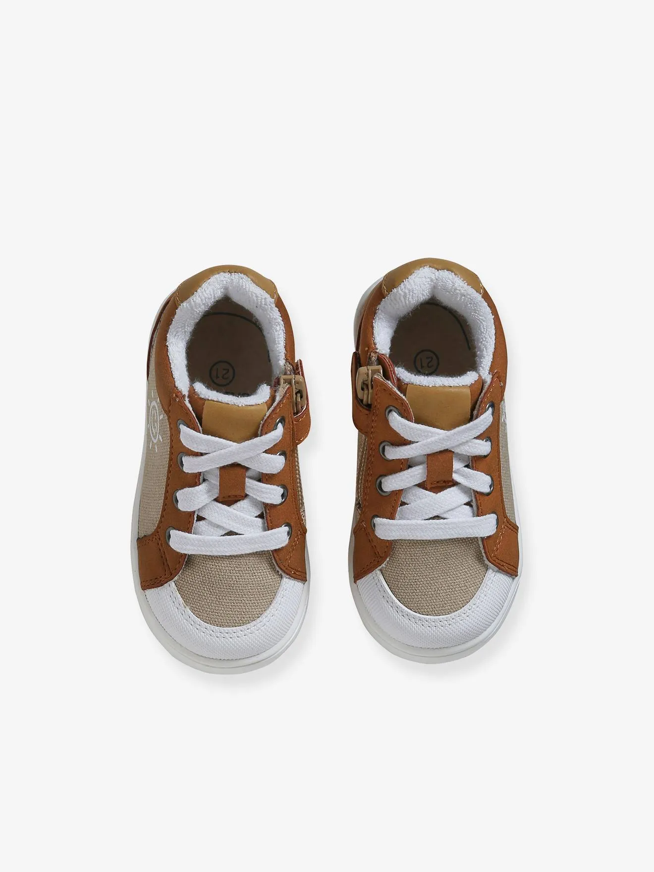 High-Top Trainers with Laces & Zips for Babies - beige