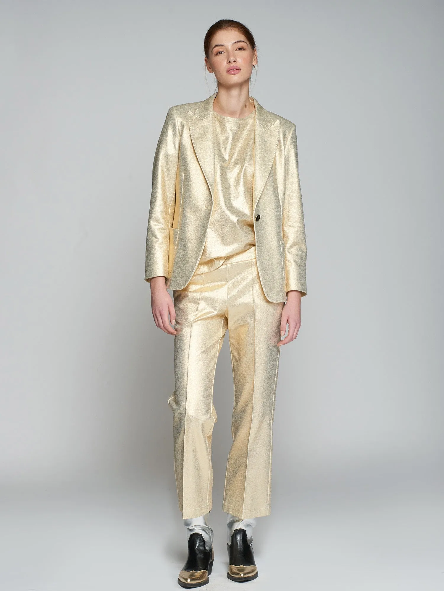 Hillary Metallic Stretch Jacket - Gold