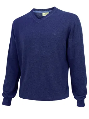 Hoggs of Fife - Mens Stirling V Neck Jumper - 100% cotton Mens Long Sleeve Pullover