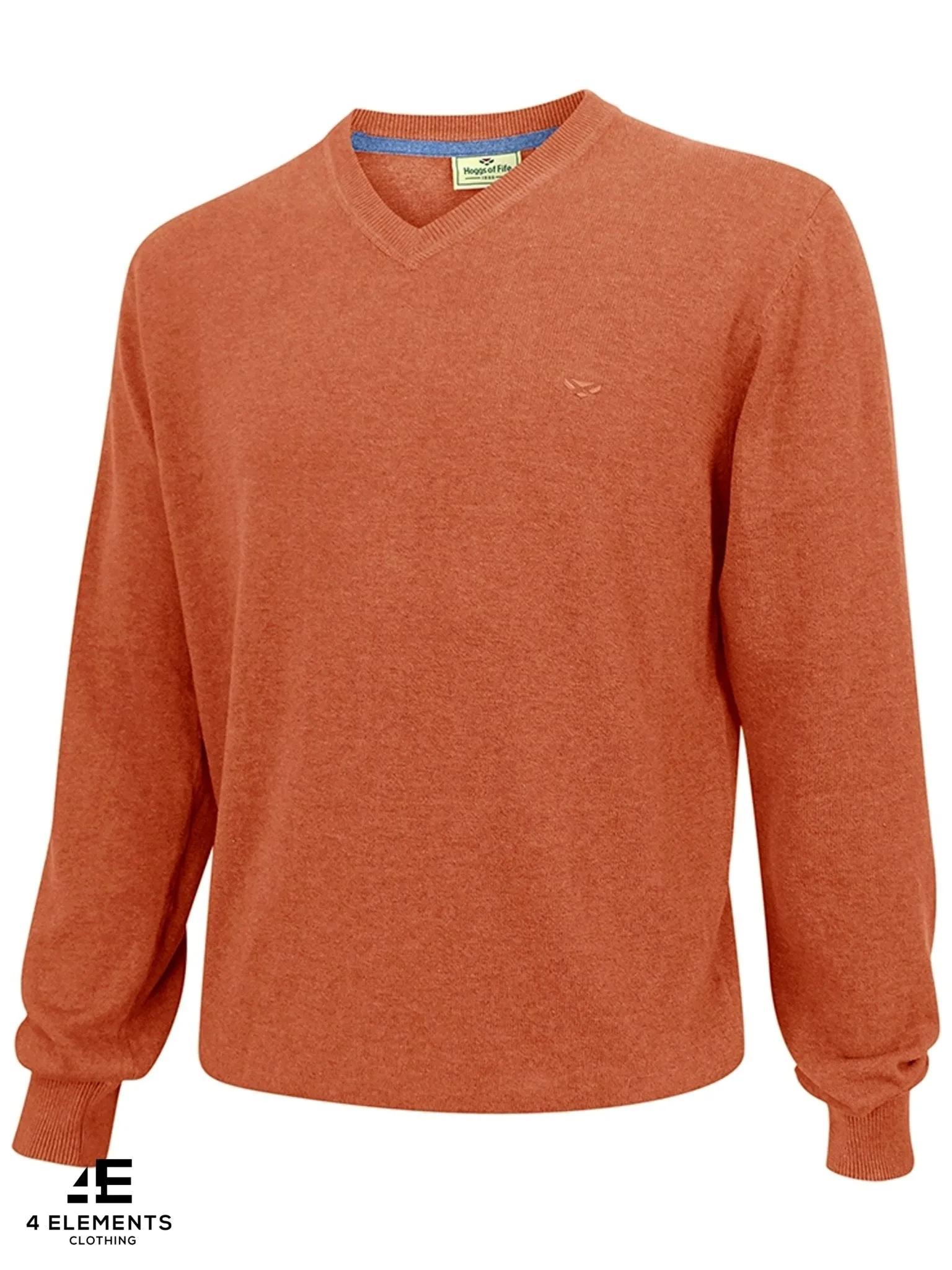 Hoggs of Fife - Mens Stirling V Neck Jumper - 100% cotton Mens Long Sleeve Pullover