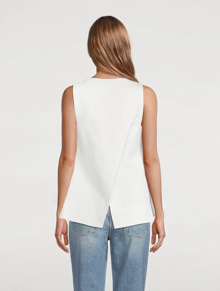 Holt Renfrew Cotton Twill Sleeveless Top