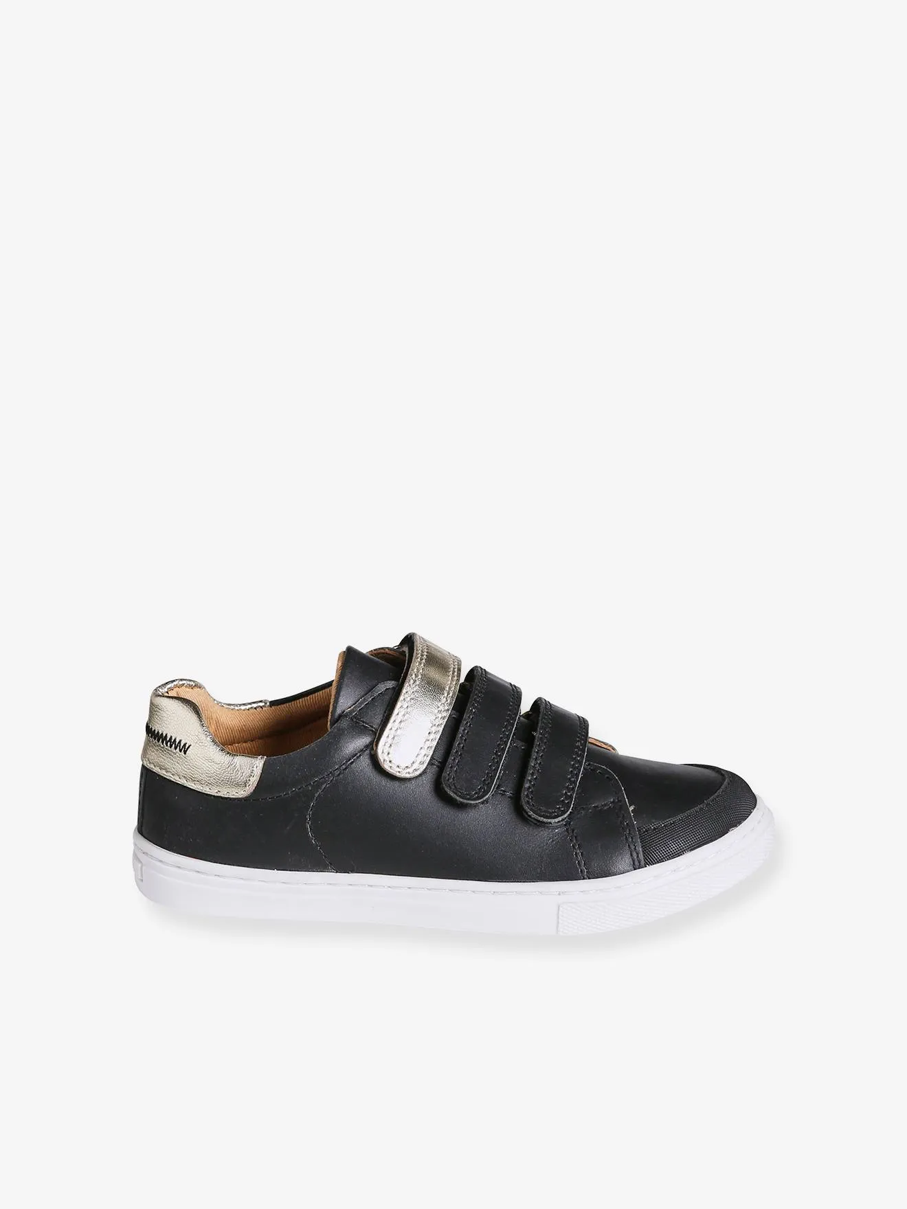 Hook-and-Loop Trainers in Leather for Girls - black