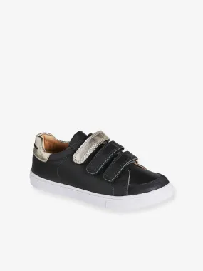 Hook-and-Loop Trainers in Leather for Girls - black