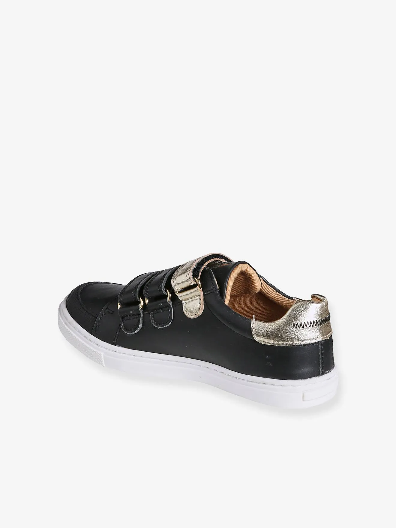 Hook-and-Loop Trainers in Leather for Girls - black