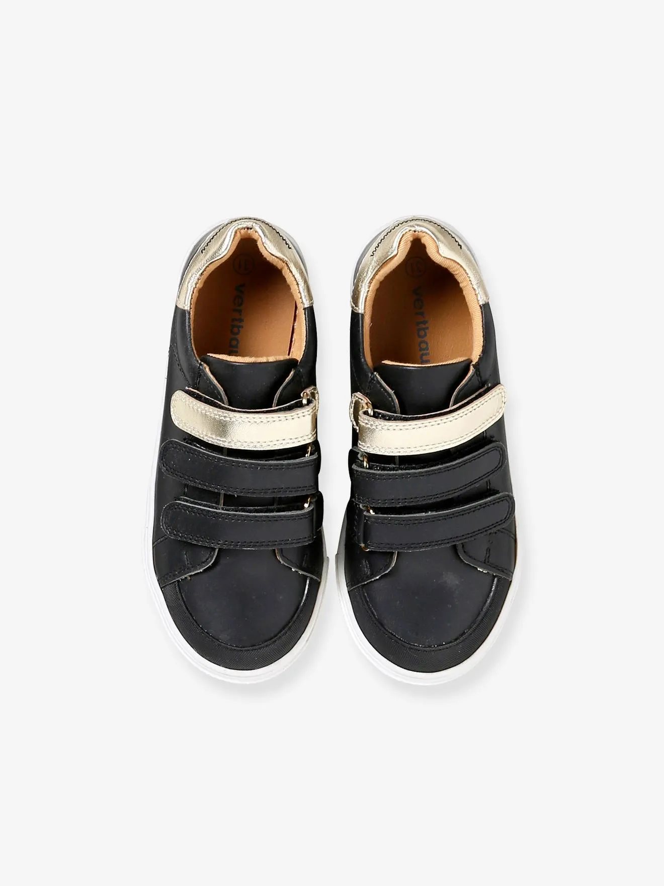 Hook-and-Loop Trainers in Leather for Girls - black