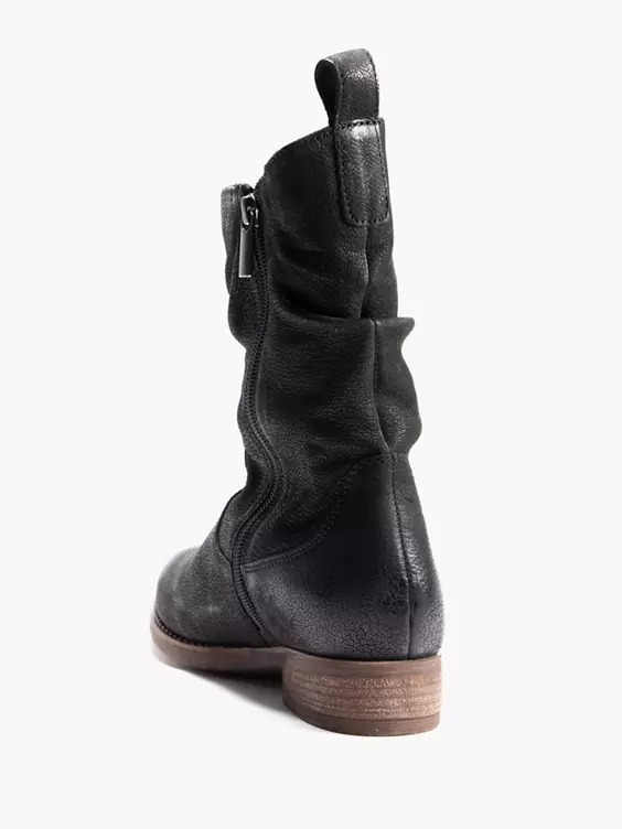 Hush Puppies  Black Ruched Detail Ankle Boot