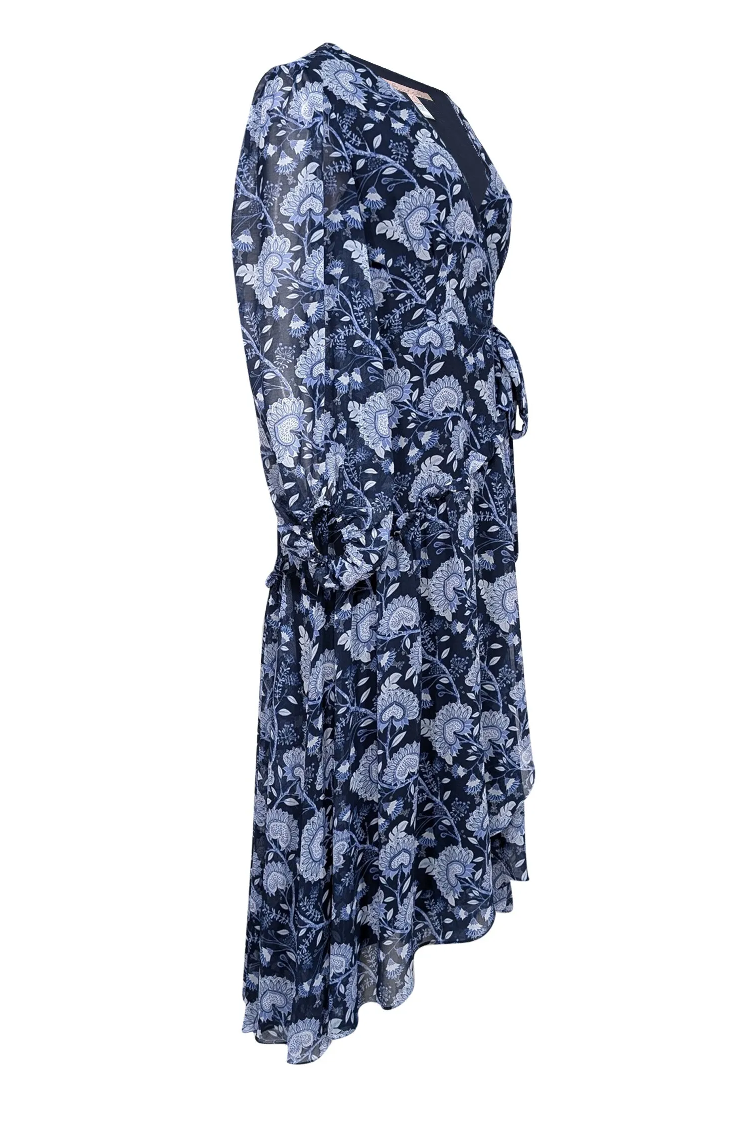 Hutch - Navy & Blue Floral Paisley Print Wrap Dress Sz S