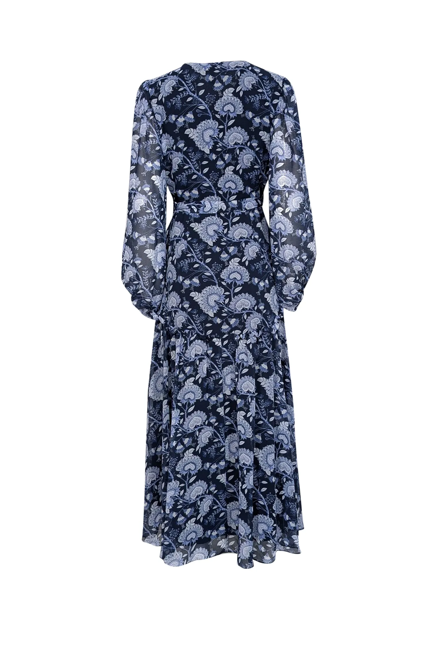 Hutch - Navy & Blue Floral Paisley Print Wrap Dress Sz S